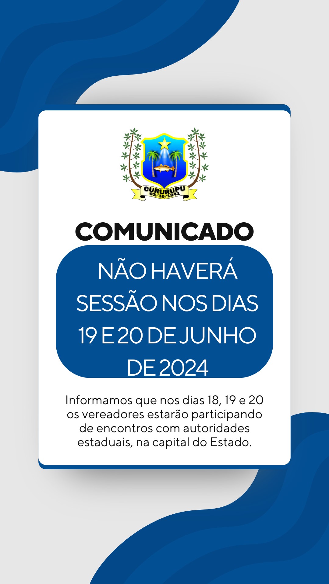 COMUNICADO - 19 E 20 DE JUNHO