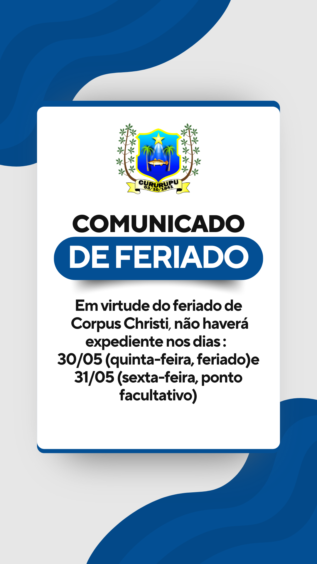 Comunicado de Feriado